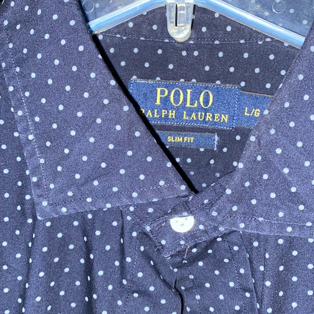 New Large Slim Fit Polka Dot Polo Dress shirt
